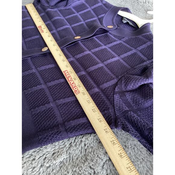 Ming Wang Women's Long Sleeve Knit Windowpane Button Front Jacket Blue Size XL - Picture 7 of 9